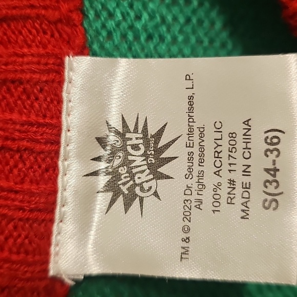 Dr. Seuss Grinch Holiday Sweater/Green and Red "Merry Grinchmas" - Picture 3 of 4